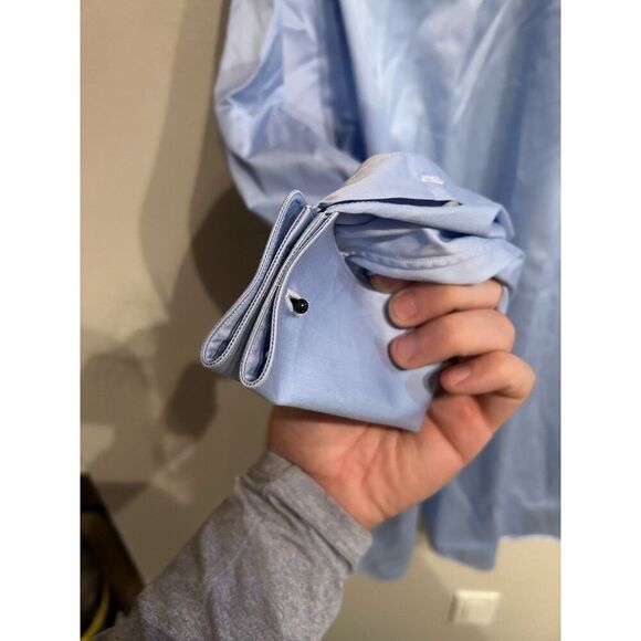 Brioni Mens Large Light Blue Made In Italy Long Sleeve Button Up Shirt - Picture 8 of 8
